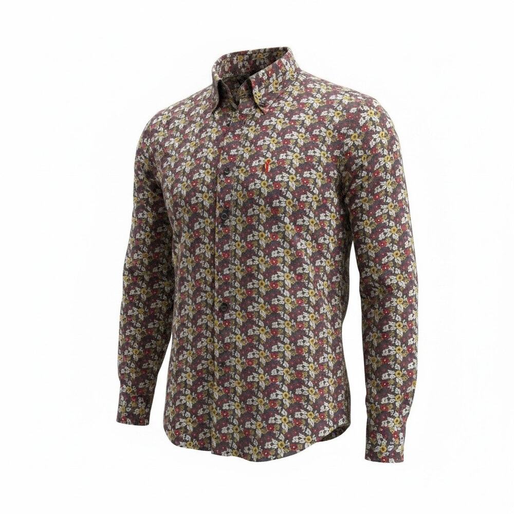 Johnnie-O Floral Button Down Shirt Multicolor Tailored Performance Comfort Men S